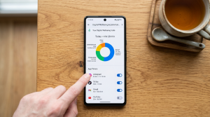 Finger tapping smartphone screen