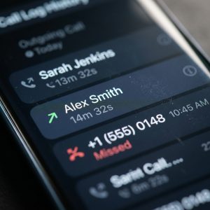 Smartphone displaying call log